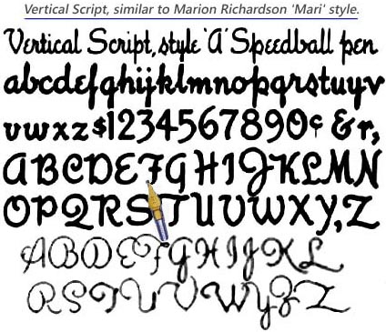 Vertical script lettering